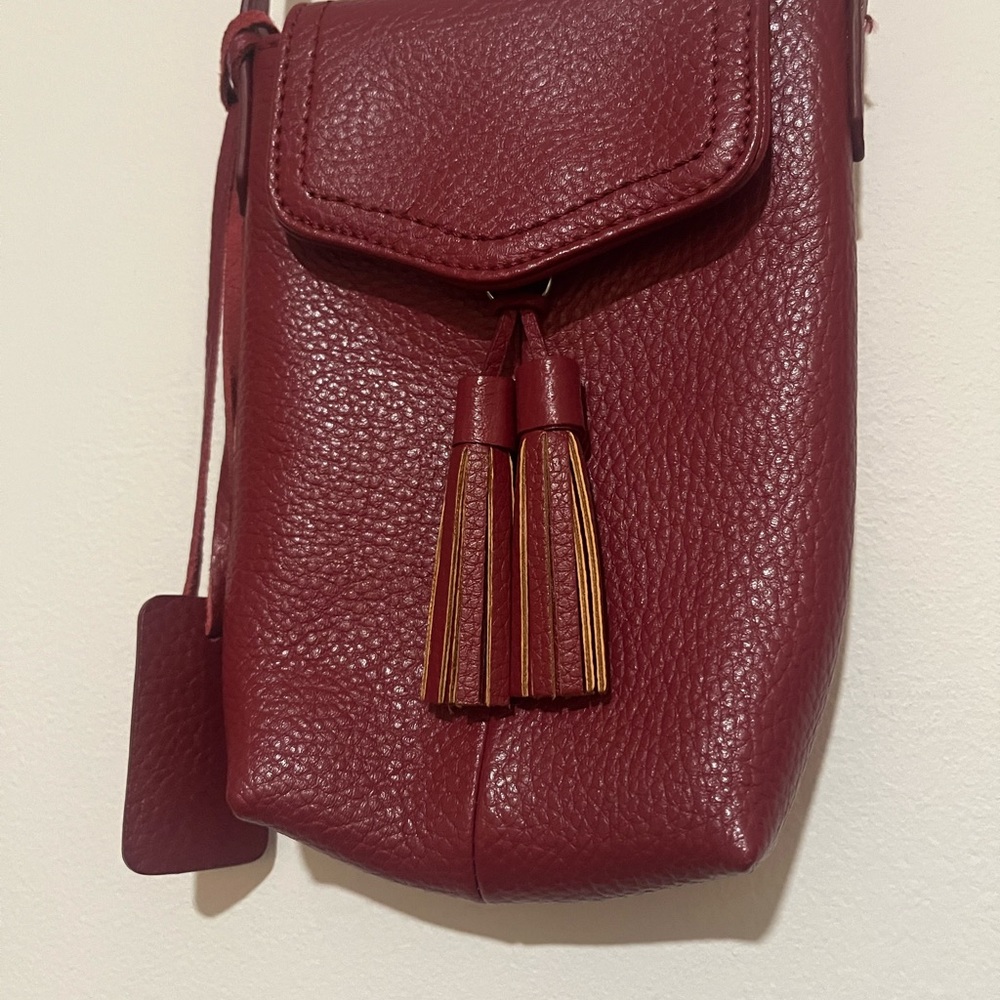 Clarks Leather Crossbody with Tassel